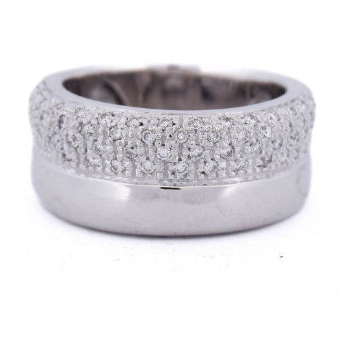 Bague 57 Bague vintage en or blanc 18 carats pavée de diamants 58 Facettes AN133_112-194 (05919)