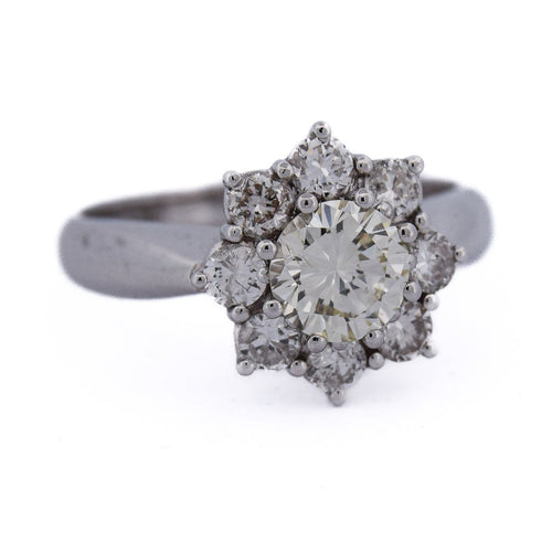 Bague 54 Bague vintage en or blanc 18 ct avec diamants 58 Facettes AN375 (00329)