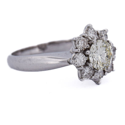 Bague 54 Bague vintage en or blanc 18 ct avec diamants 58 Facettes AN375 (00329)