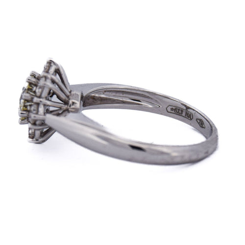 Bague 54 Bague vintage en or blanc 18 ct avec diamants 58 Facettes AN375 (00329)