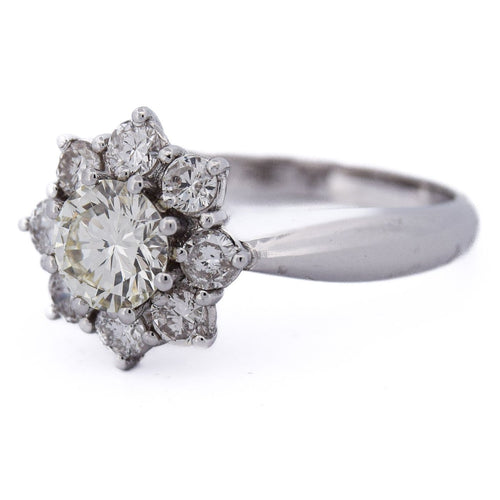 Bague 54 Bague vintage en or blanc 18 ct avec diamants 58 Facettes AN375 (00329)