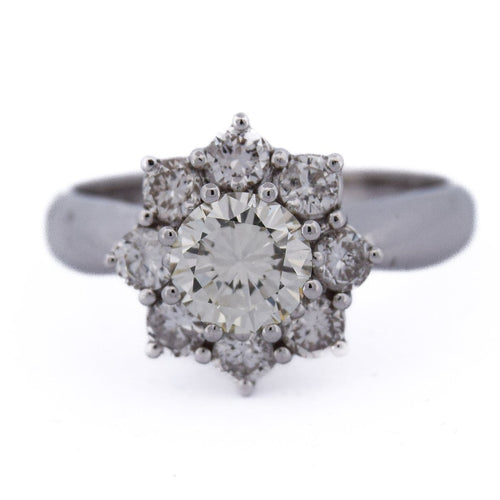 Bague 54 Bague vintage en or blanc 18 ct avec diamants 58 Facettes AN375 (00329)
