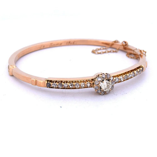 Bracelet Bracelet rigide vintage en or jaune 18 kt avec diamants 58 Facettes
