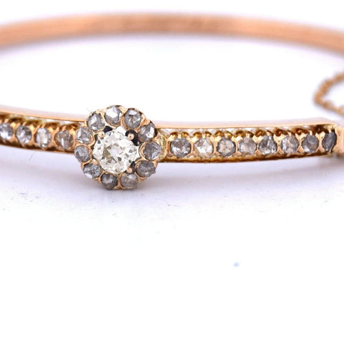 Bracelet Bracelet rigide vintage en or jaune 18 kt avec diamants 58 Facettes