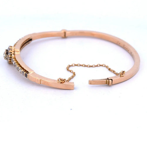 Bracelet Bracelet rigide vintage en or jaune 18 kt avec diamants 58 Facettes