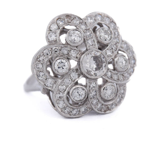 Bague 51 Bague Art déco en platine avec diamants 58 Facettes AN546 - P11 (06719)