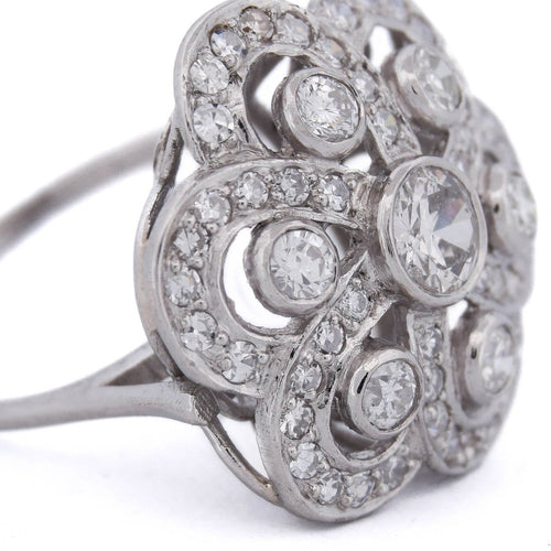 Bague 51 Bague Art déco en platine avec diamants 58 Facettes AN546 - P11 (06719)