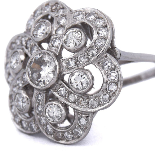 Bague 51 Bague Art déco en platine avec diamants 58 Facettes AN546 - P11 (06719)