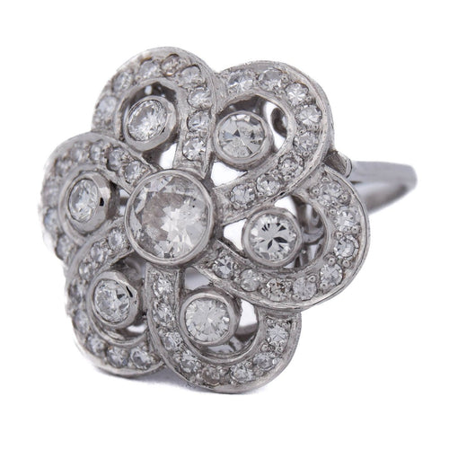 Bague 51 Bague Art déco en platine avec diamants 58 Facettes AN546 - P11 (06719)
