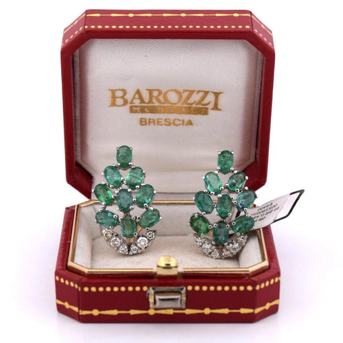 Boucles d'oreilles Boucles d'oreilles en platine avec émeraudes et diamants 58 Facettes