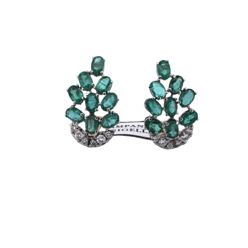 Boucles d'oreilles Boucles d'oreilles en platine avec émeraudes et diamants 58 Facettes
