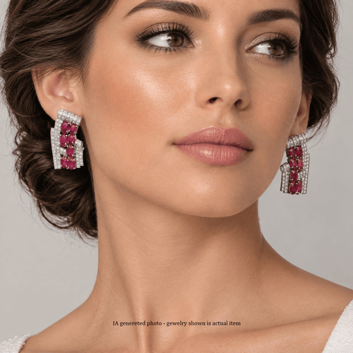 Boucles d'oreilles Boucles d'oreilles en platine, or jaune, rubis et diamants 58 Facettes OR157 (00929)