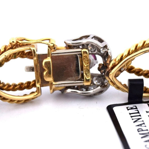 Bracelet Bracelet vintage en or jaune 18 carats avec diamants et pierres de couleur 58 Facettes BR100