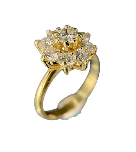 Bague 54.5 Bague marguerite en or jaune 18 carats et diamants 58 Facettes