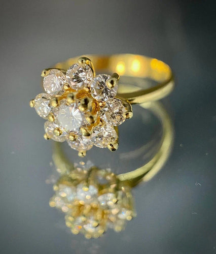 Bague 54.5 Bague marguerite en or jaune 18 carats et diamants 58 Facettes