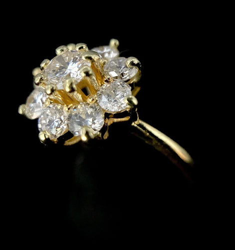 Bague 54.5 Bague marguerite en or jaune 18 carats et diamants 58 Facettes