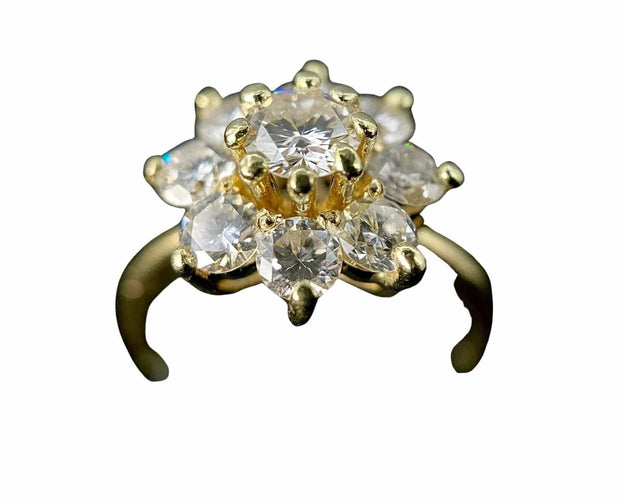 Bague 54.5 Bague marguerite en or jaune 18 carats et diamants 58 Facettes