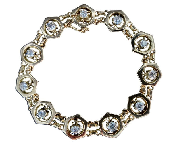 Bracelet Bracelet à motifs hexagonaux en or jaune 18 carats et diamants 58 Facettes