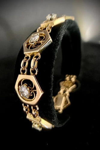Bracelet Bracelet à motifs hexagonaux en or jaune 18 carats et diamants 58 Facettes