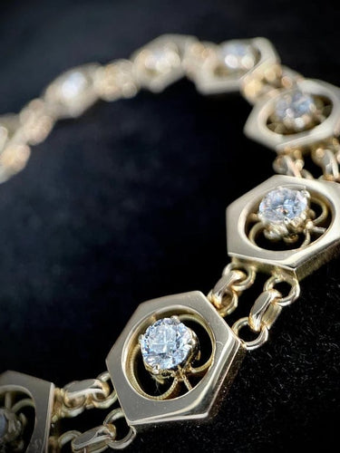 Bracelet Bracelet à motifs hexagonaux en or jaune 18 carats et diamants 58 Facettes