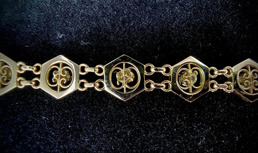 Bracelet Bracelet à motifs hexagonaux en or jaune 18 carats et diamants 58 Facettes