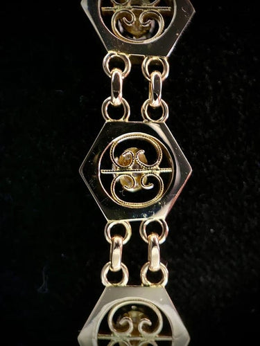 Bracelet Bracelet à motifs hexagonaux en or jaune 18 carats et diamants 58 Facettes