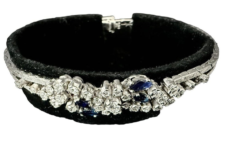 Bracelet Bracelet maille écaille en or blanc 18 carats, diamants et saphirs 58 Facettes