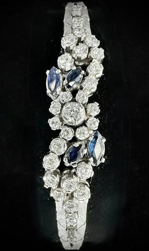 Bracelet Bracelet maille écaille en or blanc 18 carats, diamants et saphirs 58 Facettes