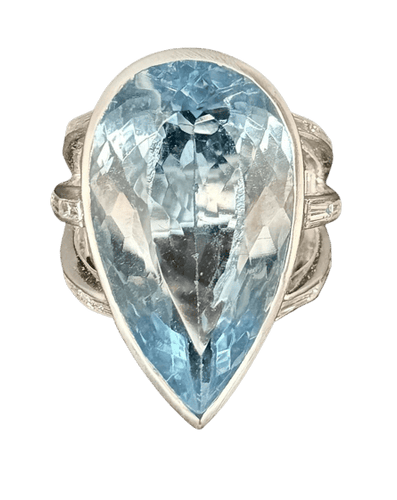 Bague 58 Bague en or blanc 18 carats, topaze et diamants 58 Facettes