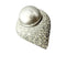 Bague 53.5 Bague en or blanc 18 carats avec perle grise et diamants 58 Facettes