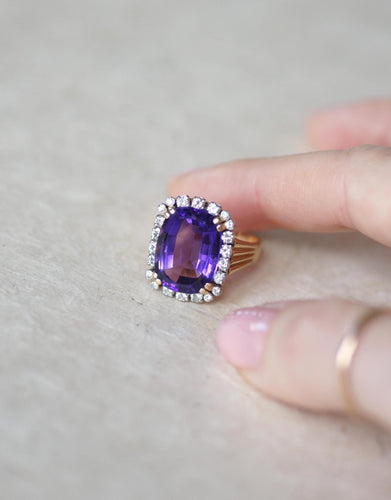 Bague 55 Bague cocktail améthyste et diamants 58 Facettes
