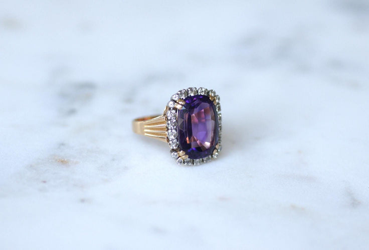 Bague 55 Bague cocktail améthyste et diamants 58 Facettes