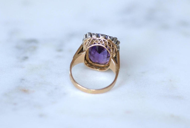 Bague 55 Bague cocktail améthyste et diamants 58 Facettes