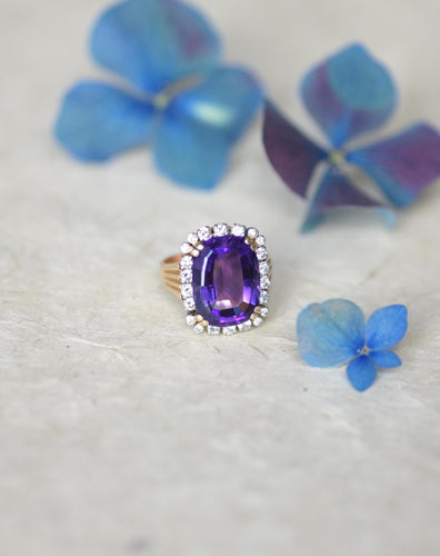 Bague 55 Bague cocktail améthyste et diamants 58 Facettes