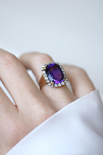 Bague 55 Bague cocktail améthyste et diamants 58 Facettes