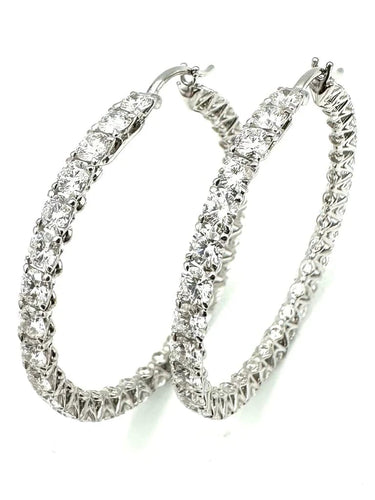 Boucles d'oreilles Mouawad - Créoles en or blanc 18 carats et diamants 7,90 ct 58 Facettes