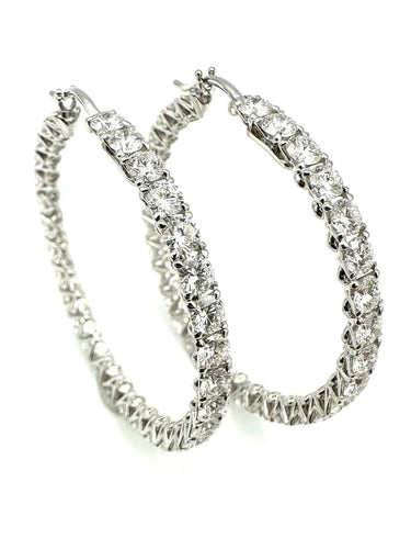 Boucles d'oreilles Mouawad - Créoles en or blanc 18 carats et diamants 7,90 ct 58 Facettes