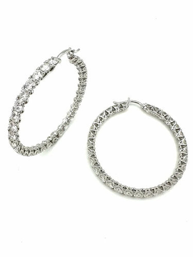 Boucles d'oreilles Mouawad - Créoles en or blanc 18 carats et diamants 7,90 ct 58 Facettes