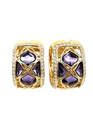 Boucles d'oreilles Chopard Impériale - Boucles d’oreilles créoles en or rose, améthystes et diamants 58 Facettes