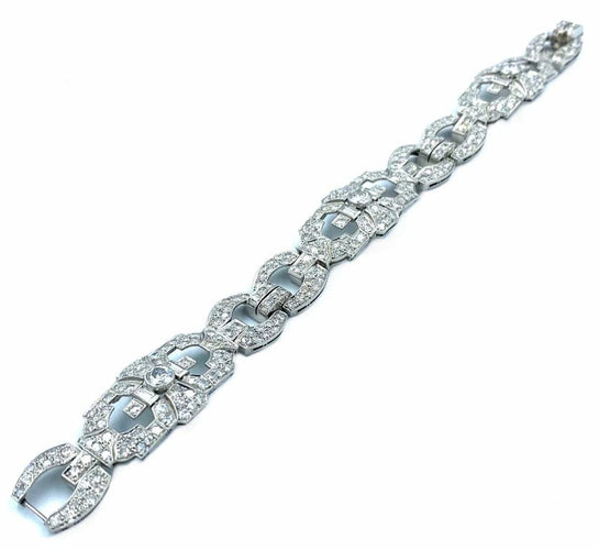 Bracelet Bracelet Art déco géométrique en platine et diamants 8 ct 58 Facettes