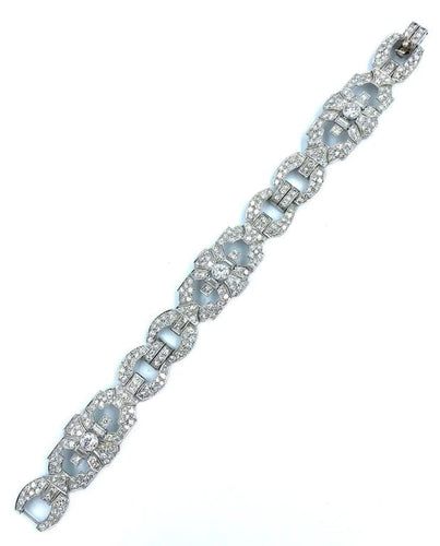 Bracelet Bracelet Art déco géométrique en platine et diamants 8 ct 58 Facettes