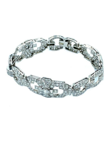 Bracelet Bracelet Art déco géométrique en platine et diamants 8 ct 58 Facettes