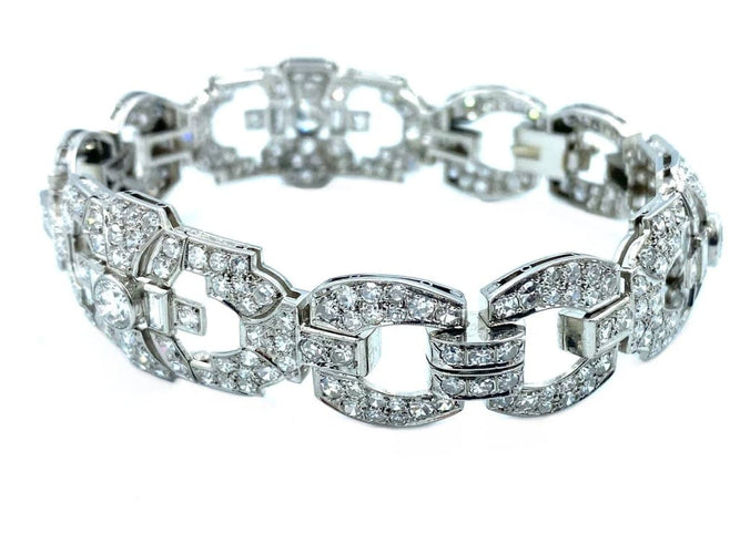 Bracelet Bracelet Art déco géométrique en platine et diamants 8 ct 58 Facettes