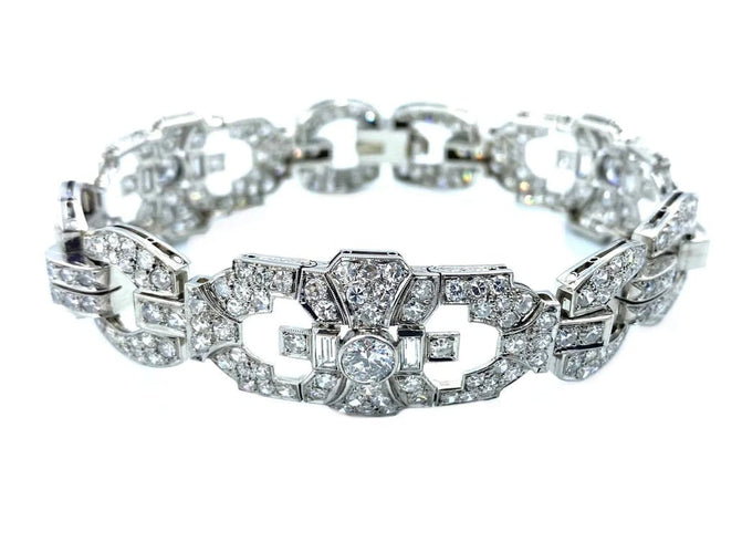 Bracelet Bracelet Art déco géométrique en platine et diamants 8 ct 58 Facettes