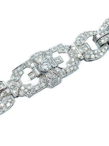 Bracelet Bracelet Art déco géométrique en platine et diamants 8 ct 58 Facettes