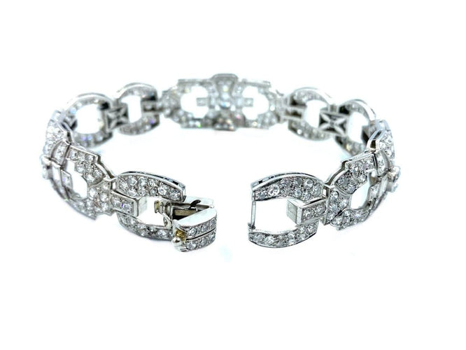 Bracelet Bracelet Art déco géométrique en platine et diamants 8 ct 58 Facettes