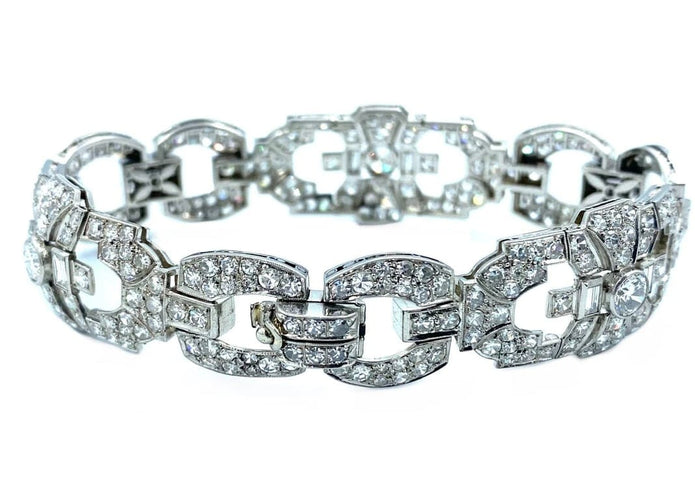 Bracelet Bracelet Art déco géométrique en platine et diamants 8 ct 58 Facettes