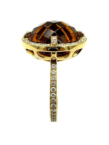 Bague 54 Chaumet Attrape-moi si tu m'aimes - Bague en or jaune 18K citrine et diamants 58 Facettes
