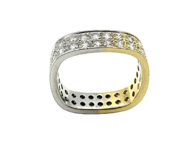 Bague 53 Bague vintage bicolore en or 18 carats et diamants 1,70 ct 58 Facettes