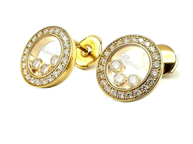 Boucles d'oreilles CHOPARD - Boucles d'oreilles Happy Diamonds Icons en or jaune et diamants 58 Facettes
